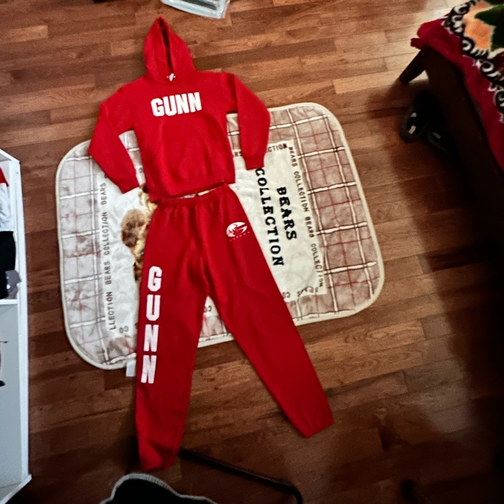 Men’s S Jerzees Red & White matching Titan 2 Piece Sweatsuit, New